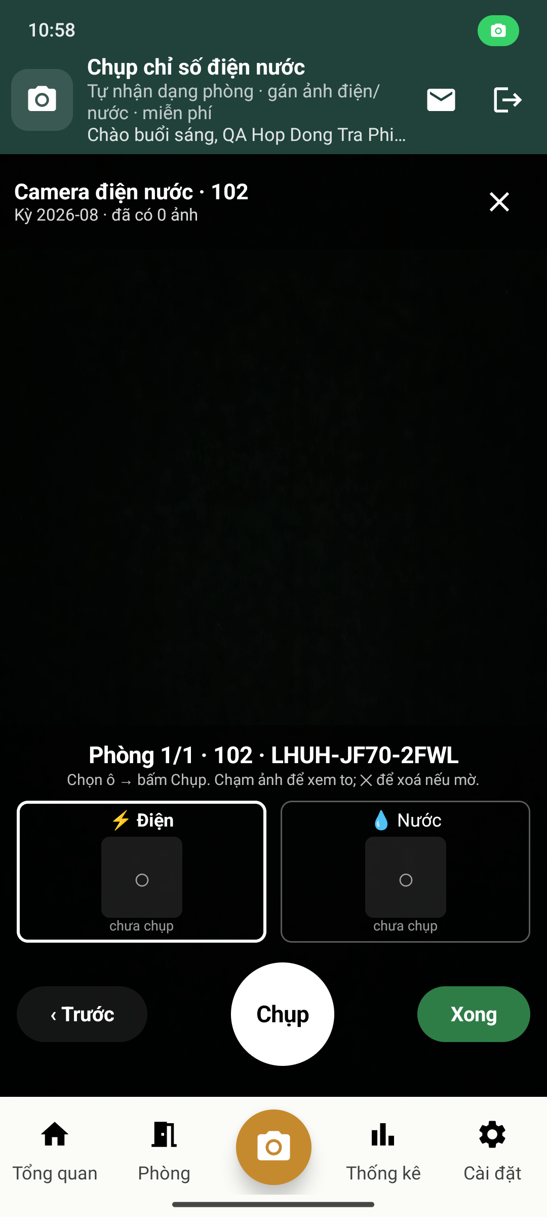 Camera dùng chung để chụp chỉ số điện nước theo phòng