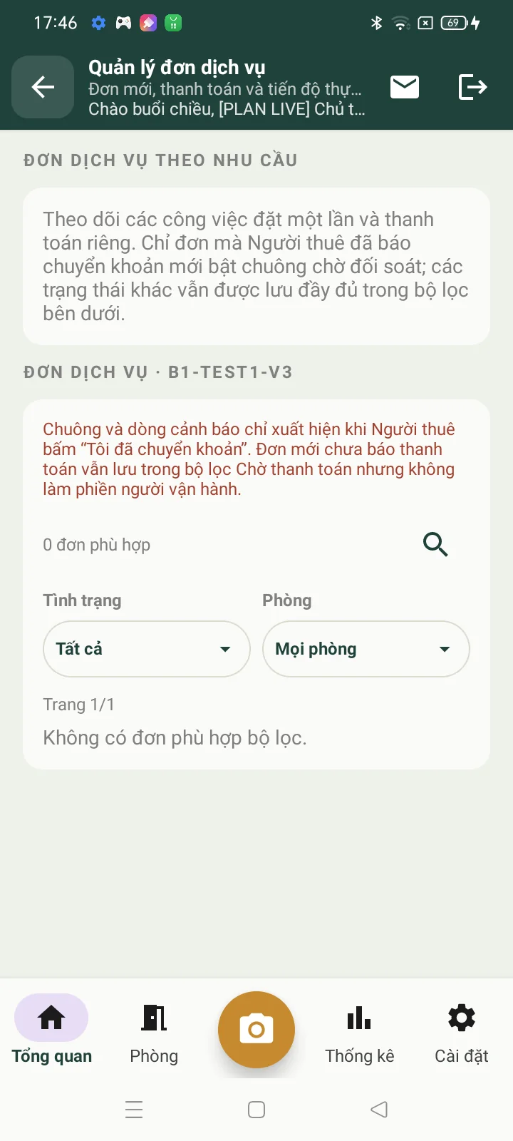 Danh sách và bộ lọc đơn dịch vụ theo nhu cầu